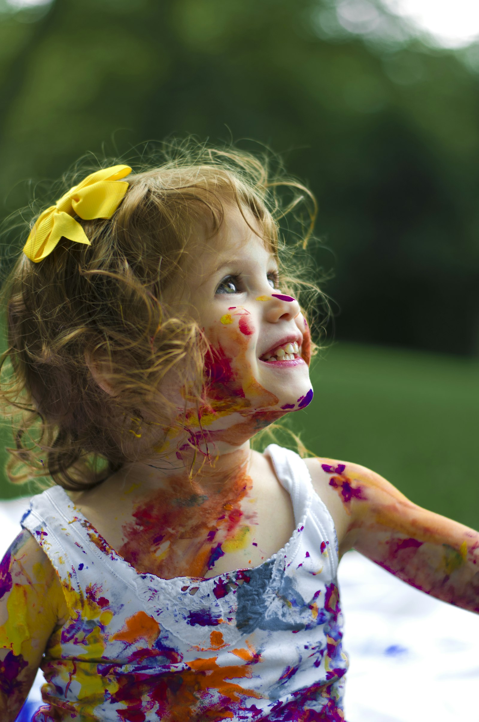 A child painting joyfully